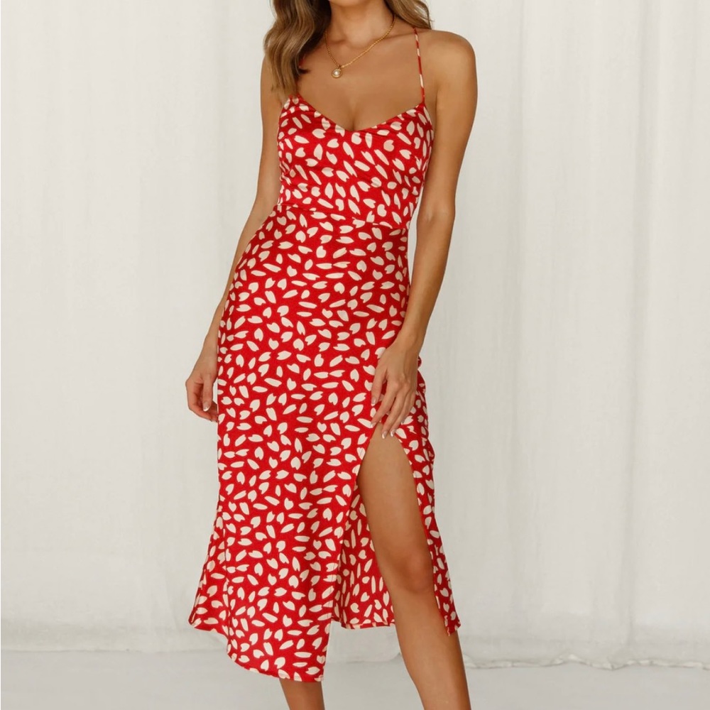 Hello Molly: Happy Honeymoon Midi Dress - Red - Size Small